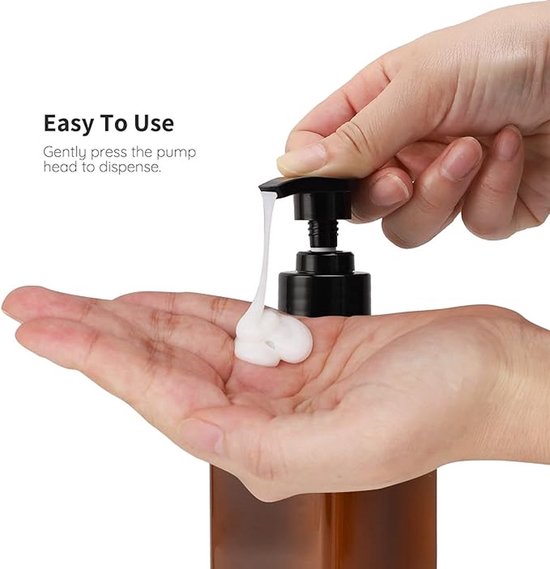 Stunq® Shampooflessen, 3 stuks, lege pompfles, 500 ml, navulbare zeepdispenser, plastic, shampoo, spoeling douchegeldispenser met zelfklevende waterdichte etiketten voor keuken en badkamer