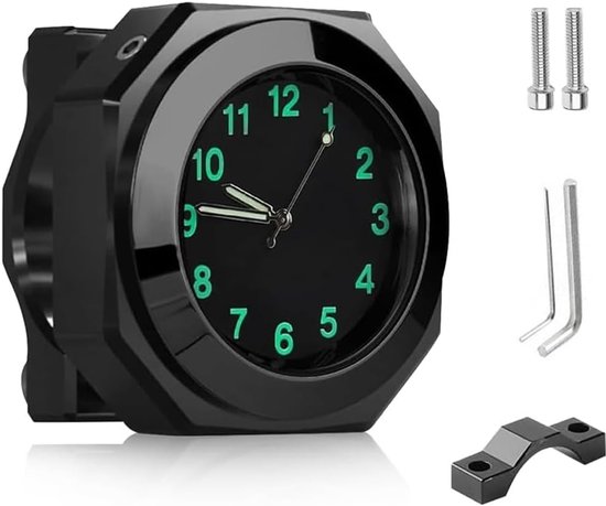 Stuurklok voor Motorfiets, Orologio da Moto Impermeabile, Stuurhorloge voor Motorfietsen, Kwartsklok van Aluminiumlegering met Lichtfunctie, Stuurhorloge voor Elektrische Fiets