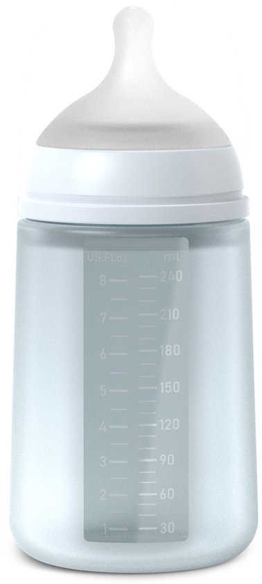Suavinex Colour Essence Fles - Medium Flow - 240ml - Silicone - Blauw