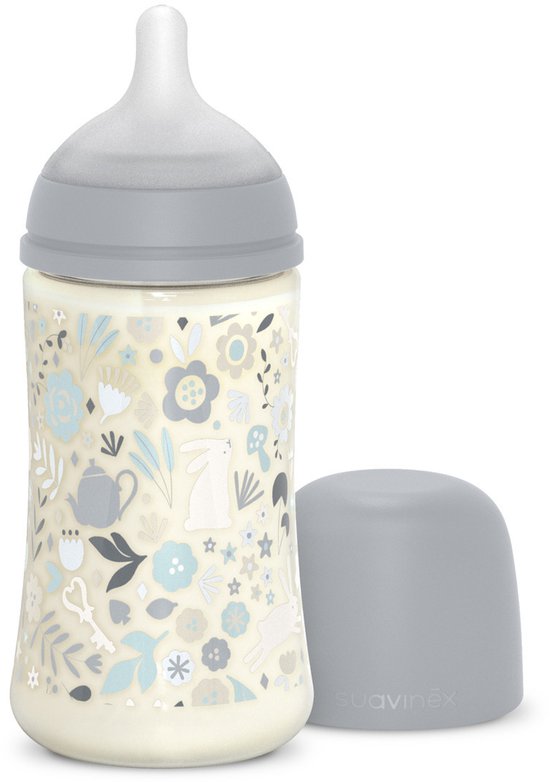 Suavinex Wonderland SX Pro Fles - Medium Flow - 270ml - Blauw/Grijs
