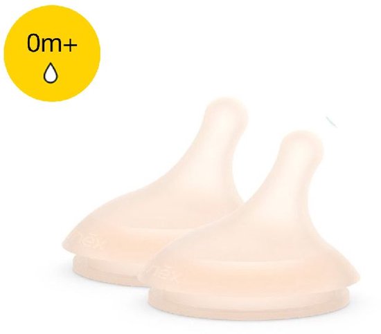 Suavinex Zero.Zero™ Flesspenen – Maat S – Langzame Doorstroom (1 Druppel) – Siliconen – 0m+ – 2 Stuks – Ecru/Transparant