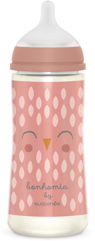 suavinex - zuigfles bonhemia - + 6 maand - 360 ml - pink