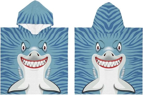 Summer Play Bad cape/poncho - kinderen - haai print - 60 x 120 cm - microvezel van SUMM
