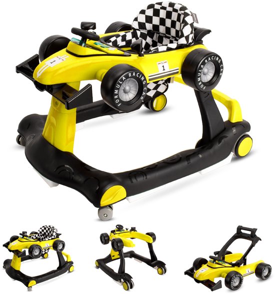 sun baby Loopstoel, baby walker vanaf 6 maanden, verstelbare hoogte, geluiden, lichten, spiegels - Geel van Merkloos