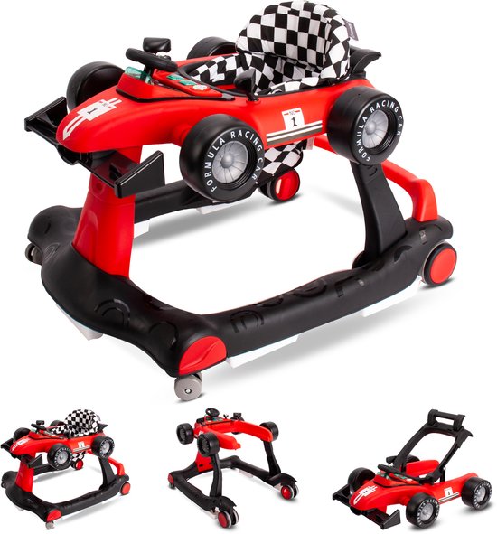 sun baby Loopstoel, baby walker vanaf 6 maanden, verstelbare hoogte, geluiden, lichten, spiegels - Rood van Sun Baby