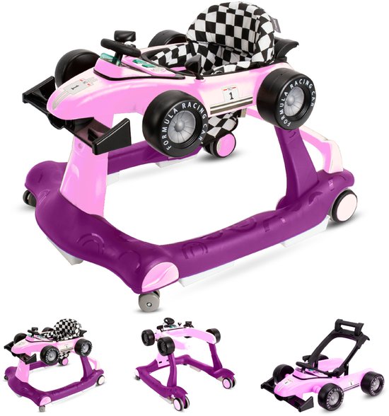 sun baby Loopstoel, baby walker vanaf 6 maanden, verstelbare hoogte, geluiden, lichten, spiegels - Roze van Sun Baby