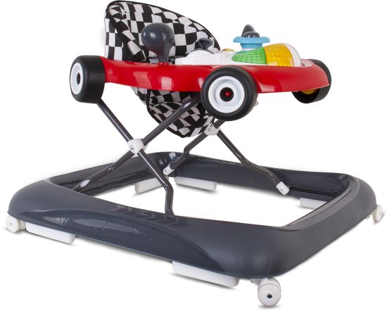 sun baby Loopstoel, baby walker vanaf 6 maanden, verstelbare hoogte, rubberen wielen - Rood-Zwart van Sun Baby