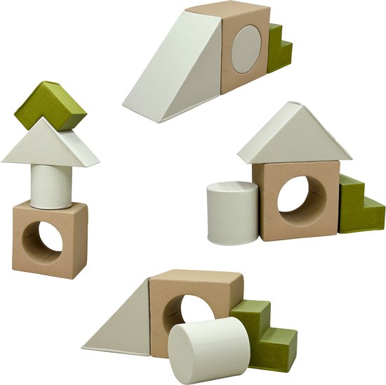 Sunny Sasa Foam Blokken - Zachte Klim- Stapel- en Speelblokken - Beige, Bruin en Groen - Softplay Foamblokken - Montessori Speelgoed - 4-delig - Vanaf 12 maanden - Veilig Binnen Spelen van Merkloos