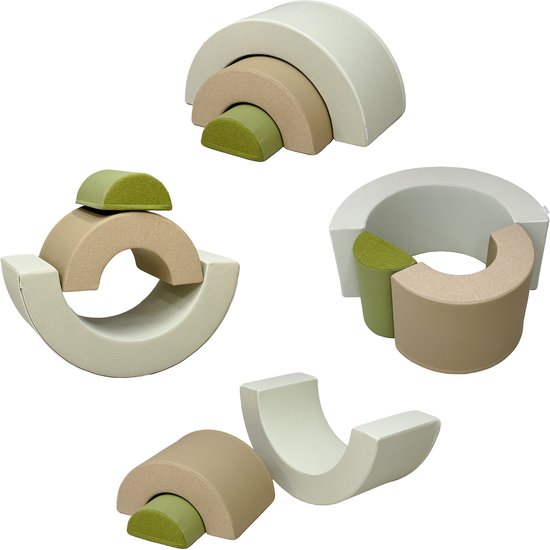 Sunny Seli Regenboog Foam Blokken – Zachte Klim- Stapel- en Speelblokken – Beige, Bruin en Groen – Softplay Foamblokken - Montessori Speelgoed – 3-delig - Vanaf 12 maanden - Veilig Spelen en Leren van Merkloos