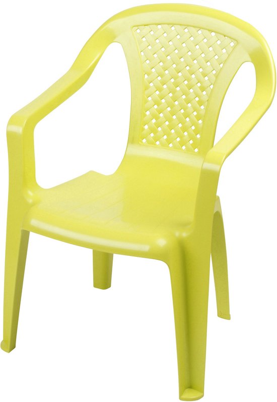 Sunnydays Kinderstoel - 4x - groen - kunststof - buiten/binnen - L37 x B35 x H52 cm - tuinstoelen van Merkloos