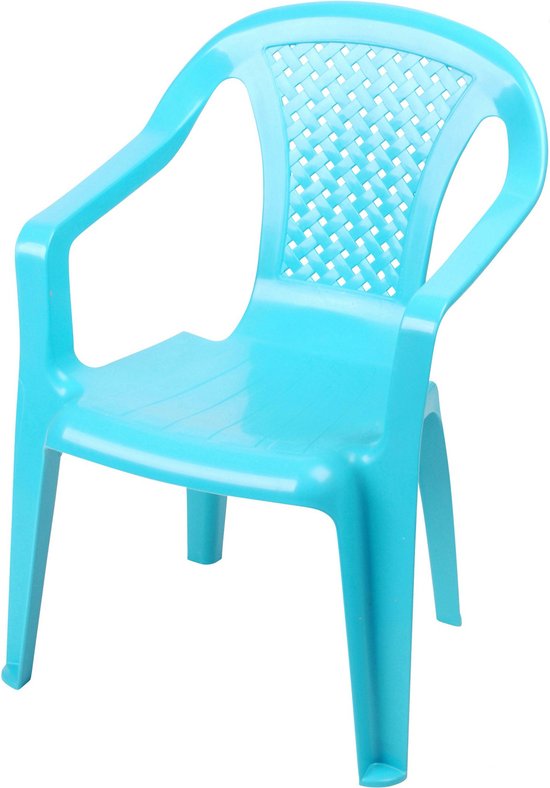 Sunnydays Kinderstoel - blauw - kunststof - buiten/binnen - L37 x B35 x H52 cm - tuinstoelen van Sunnydays