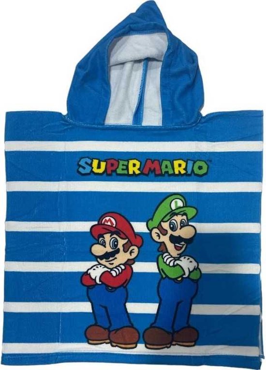 Super Mario badponcho - 100 x 50 cm. - Mario Bros poncho handdoek - sneldrogend van Nintendo