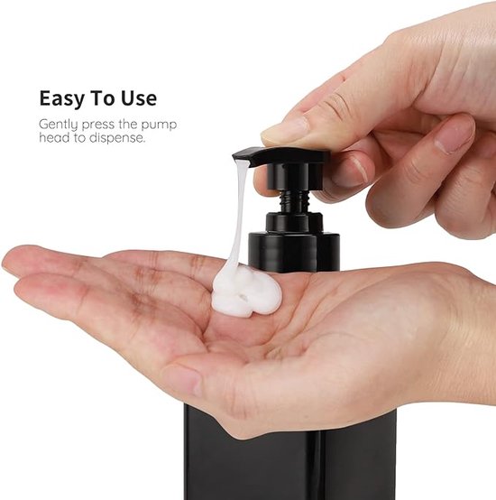 Super set zeep Shampooflessen, 3 stuks lege pompflessen, 500 ml, navulbare zeepdispenser, plastic, shampoospoeling, douchegeldispenser met zelfklevende waterdichte etiketten voor keuken en badkamer, zwart van Deco haus