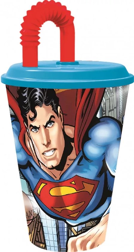 Superman Drinkbeker met Rietje - Bioscoop beker - 430 ml. van Superman