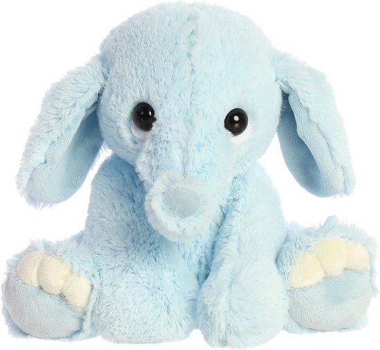 Superzacht Pluchen Olifant Knuffeldier Blauw Zittend van Merkloos