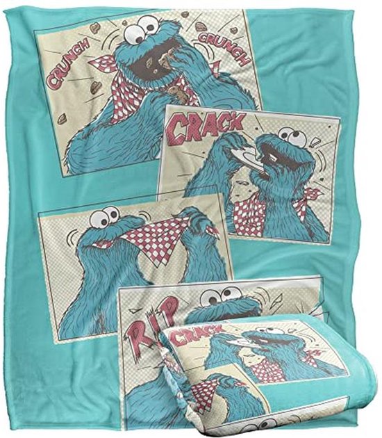 Superzachte plaid met Cookie Monster van Sesamstraat - 152 x 127 cm van Merkloos