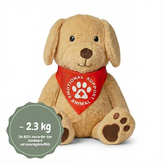 Support Puppy® Verzwaringsknuffel hond - 2,3 kg / 45 cm - Weighted Stuffed Animal - Rustgevend Sensorisch Speelgoed - Voor Kinderen & Volwassenen - Zachte puppy - Alternatief voor Verzwaringsdeken - verzwaarde Anxiety Knuffel van Merkloos