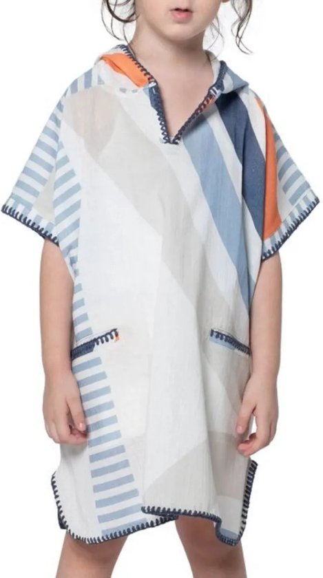 Surfponcho Kind Bora - maat 2-3 jaar - jongens/meisjes/unisex pasvorm - poncho handdoek voor kinderen met capuchon - zwemponcho - badcape van Atriboo
