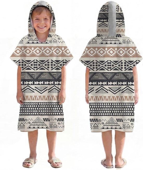 Surfponcho, wikkeldoek, badjas, sporthanddoeken voor zwemmers, hoodie voor kinderen, zwemmen, strand, surfen, duiken, baden (Kid-S)