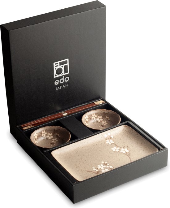 Sushiset - Anemoon Taupe - Japans Sushi Servies Set - 6-Delig - 2 Persoons - Premium Quality - Gemaakt in Japan #XMAS SALE