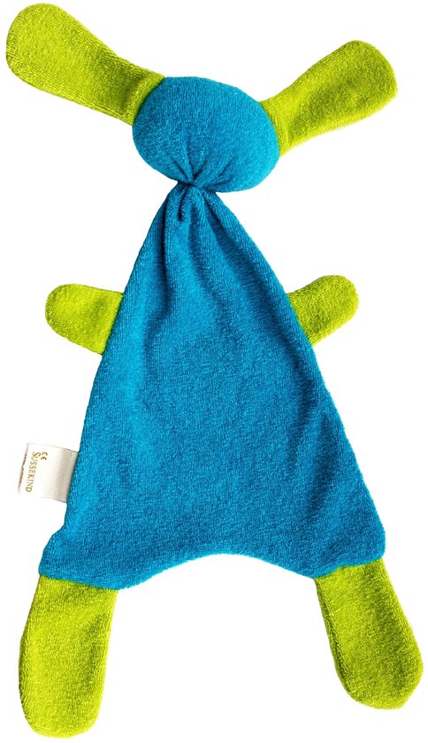 Sussekind badstof kroeldoekje Doggy turquoise lime van Little Dutch
