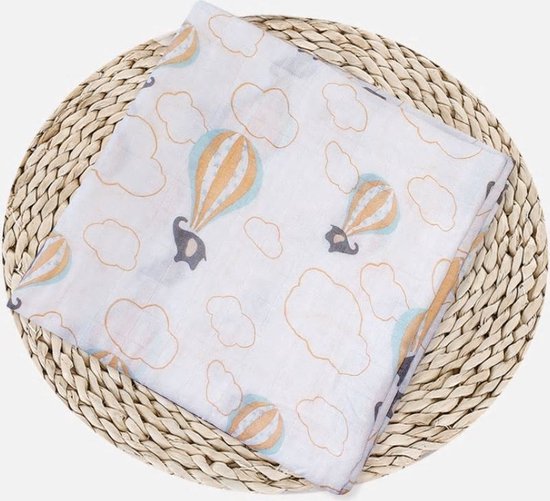swaddle Luchtballon XL hydrofiele omslagdoek 120 x 120 cm katoen van Meyco