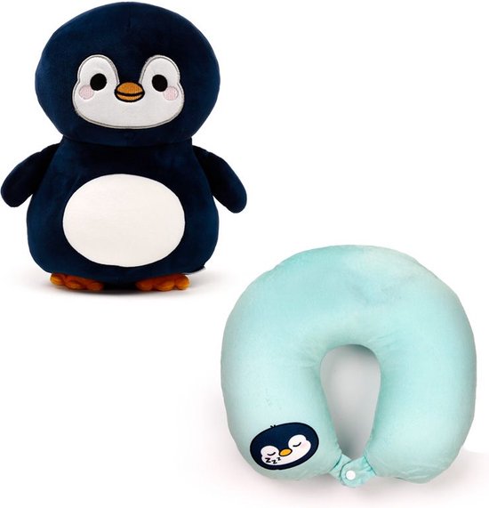 Swapseazzz Adoramals Pinguin 2-in-1 Pluche Reiskussen- Nekkussen van Merkloos