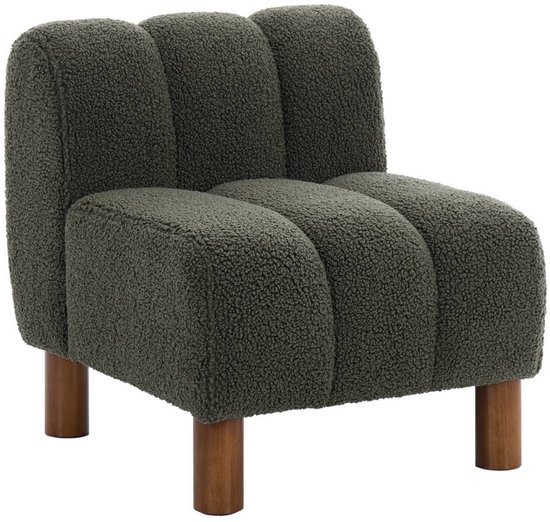 sweeek - Kinderstoel rubberhouten ronde pouten en bouclé l 47 x b 56,5 x h 52,5cm - angel van Merkloos