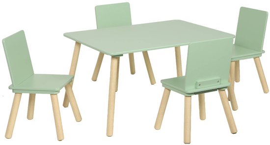 sweeek - Kindertafel rechthoekig met 4 stoelen grenenhout - judith