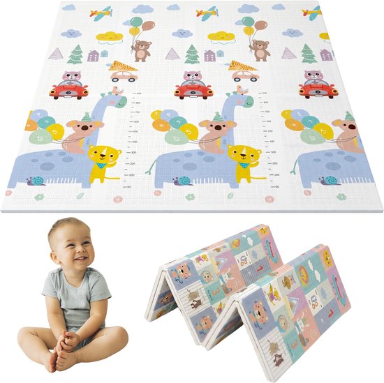 Sweet Sprout Speelmat – Speelkleed - Kinderen – Boxkleed - Babygym - Zachte Kruipmat met dieren – Speelmat foam - Baby - Opvouwbaar - Babyshower - 150x200cm - Inclusief opbergtas