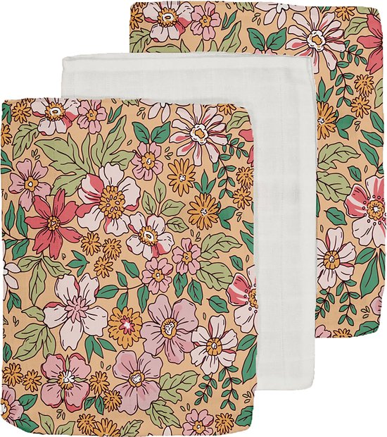 Swim Essentials Hydrofiele Washandjes met Blossomprint - Set 3 stuks - 25x15 cm van Merkloos