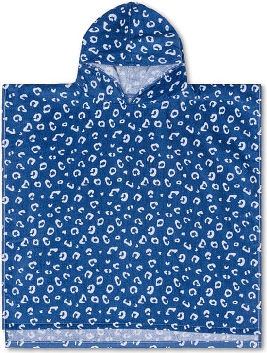 Swim Essentials Strandponcho - Badcape Kinderen - Poncho Handdoek - Blauw Panterprint - 65 x 65 cm van Swim Essentials