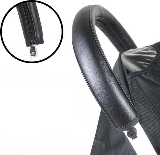 SY Goods - Kinderwagen handvat - bescherming - nep-leer - zwart van SY Goods