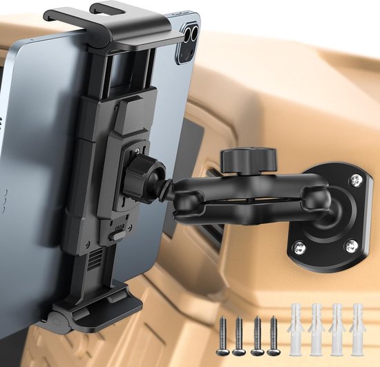 Tablethouder voor in de auto met robuuste boorbasis, tabletwandhouder, 360° draaibare iPad-houder, vrachtwagen, dashboard, universeel, compatibel met iPad Pro Mini, Samsung Tab, alle 5-13 inch