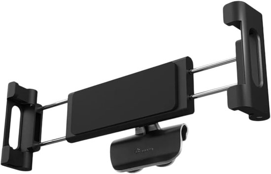 tablet/telefoon/iPad houder voor Tesla Model 3/Y/S/X, achterbankhouder van ABS, metaal en siliconen, uitschuifbaar tot 28 cm, kliksysteem, inklapbaar.