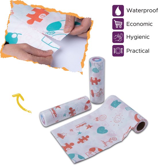 Tafelkleed voor kinderen op een Rol - waterdicht - waterproof - spatmat kleed Onder de Kinderstoel - 100x120 Wegwerp Vloermat Onder Kinderstoel - Baby - Maaltijd-Picknick-Knutselen - Kinderdagverblijf - School - tafelkleed - Liefde Motief - 30 stuks van Merkloos