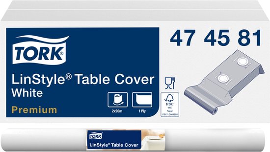 Tafellaken Tork LinStyle®  1 laags duurzaam 20mtr x 120cm wit 474581 van T