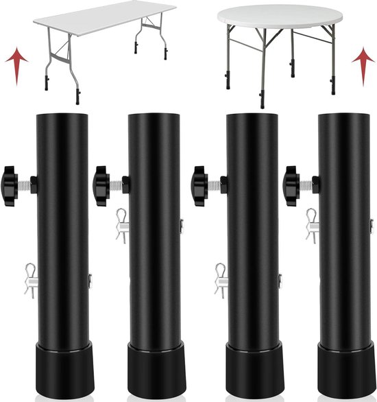 Tafelpoot Verhogers - Meubel Riser - Ergonomisch Werken - Verstevigd Zonder Schudden - 4 stuks - Zwart