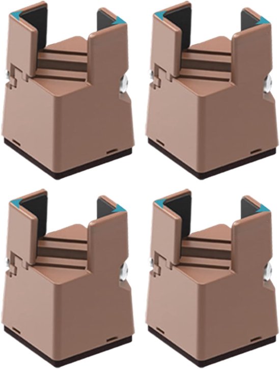Tafelpoot Verhogers - Meubel Verhogers - Meubels Verhogen - Robuust Metaal - 5-10 cm Hoogte - Bruin van Merkloos