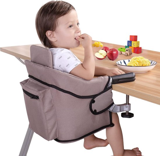 Tafelstoel Kinderstoel Draagbaar Opvouwbaar Kinderzitje Stoelverhoger voor eettafel met rugleuning (lichtbruin) van T