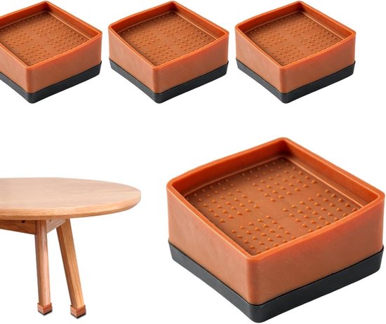 Tafelverhogers - Meubel Lifters - Meubels Verhogen - Stapelbaar Ontwerp - 4 cm - Bruin