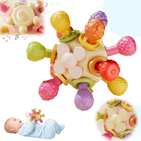 Taishengda - Bijt- en rammelspeelgoed, sensorisch speelgoed voor vroege stimulatie, Montessori tandvlees-speelgoed, verlicht tandpijn tijdens het doorkomen van tanden, vermindert vingerzuigen, fopspeen voor baby van Merkloos
