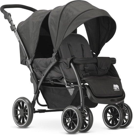 Tandem Kinderwagen voor 2 Kinderen met Verstelbare Rugleuning en 5-Punts Gordelsysteem van Merkloos