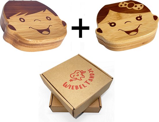 Tanden Doosje Hout Combipakket HARDHOUT Bamboe JONGEN en MEISJE BAMBOE Nederlands Melktanden en Haarlok Tandendoosje HOOGWAARDIG AFGEWERKT met MAGNEET SLUITING en VOCHTBESTENDIG - WiebelTandje van T