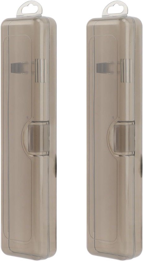 Tandenborsteldoosjes Set - Reis Tandenborstelhoes - Hygiënisch Opbergen - Ventilatie Gaten - 2 Stuks 21cm - Transparant Zwart