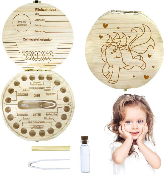 Tandendoos voor kinderen - Houten opbergdoos voor tanden, perfect als cadeau van Merkloos