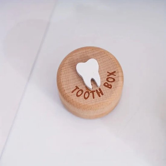 Tandendoosje / Houten doosje voor tandjes / Tanden opbergdoosje / Tand eruit / Cadeau / Tandenfee van Merkloos