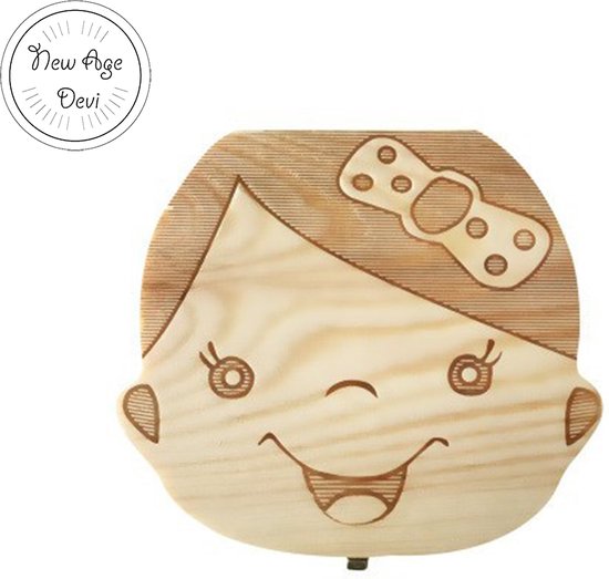 Tandendoosje - Houten tandenopbergdoosje - Tanden - Tandjes bewaren - Meisje - Melktanden van T