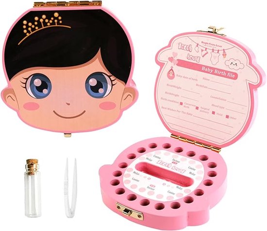 Tandendoosje jongens en meisjes - Melktanden bewaardoosje - Tandendoosjes voor kinderen - Tandendoosje - Melktandendoosje voor een babymeisje - Baby cadeau - Koester de kostbare momenten - Roze