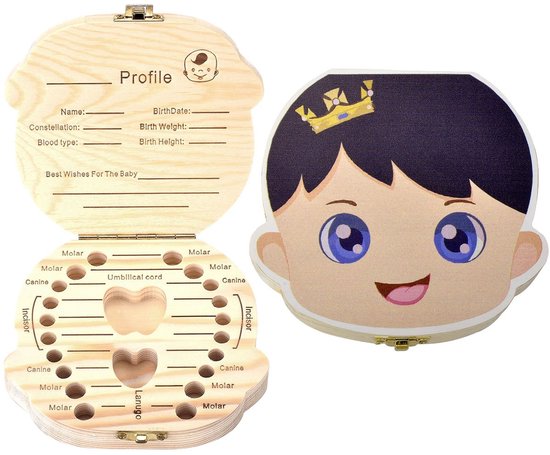 Tandendoosje - Melktanden bewaren - Melktandjes box - Tooth box - Hout - Haarlok doosje - Kraamcadeau - Jongen - Jonyx van Merkloos